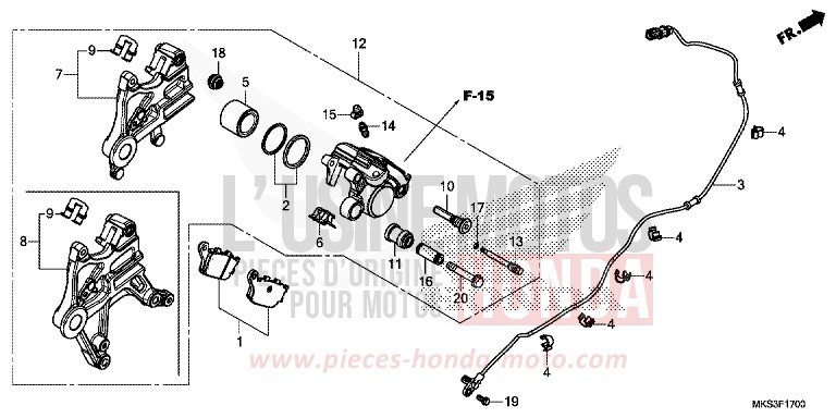 ETRIER DE FREIN ARRIERE de Africa Twin DCT DARKNESS BLACK METALLIC (NH463) de 2020